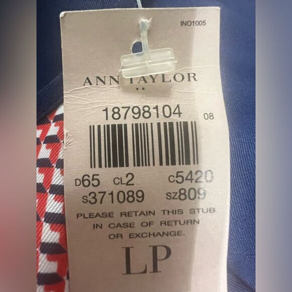 Ann Taylor factory top blouse size LP red white blue summer travel office - Picture 7 of 7